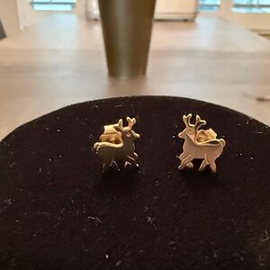 Gold Reindeer Stud Earrings
